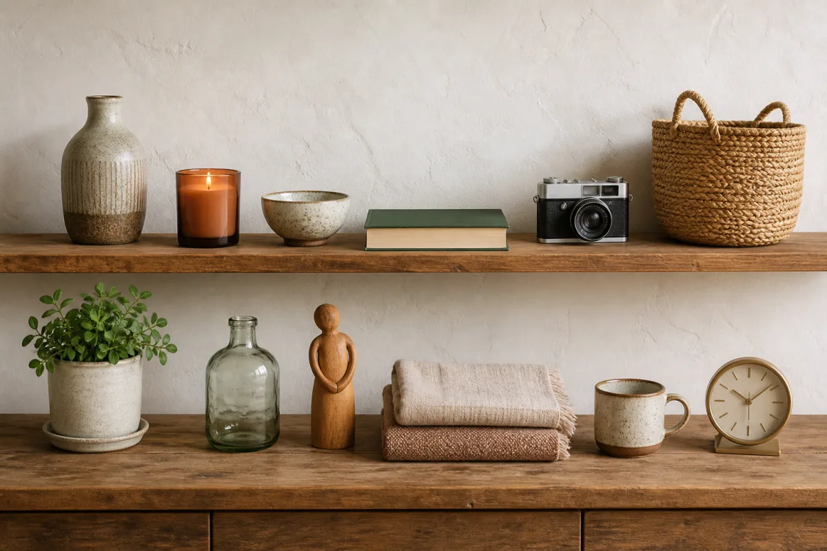 The shelf photo with an outline drawn around the ceramic vase.